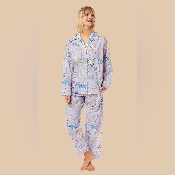 The Cat’S Pajamas Lavender Paisley Luxe Pima Pajama Set | Size Medium - Picture 1 of 14